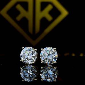 8.15 Carat Moissanite Earrings, Studs Solid 10K White Gold With Secure Screw Back, Anniversary Gift For Her