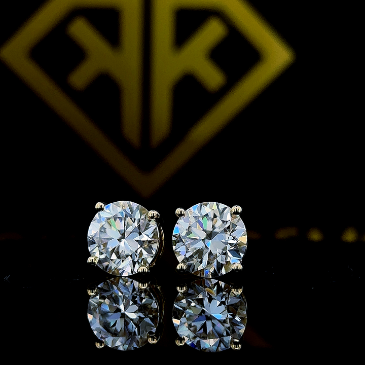 8.15 Carat Moissanite Earrings, Studs Solid 10K White Gold With Secure Screw Back, Anniversary Gift For Her