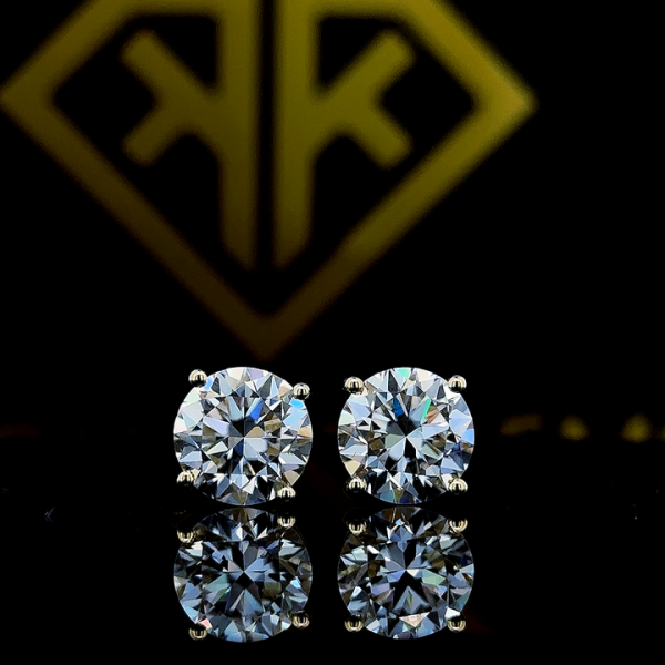 8.15 Carat Moissanite Earrings, Studs Solid 10K White Gold With Secure Screw Back, Anniversary Gift For Her