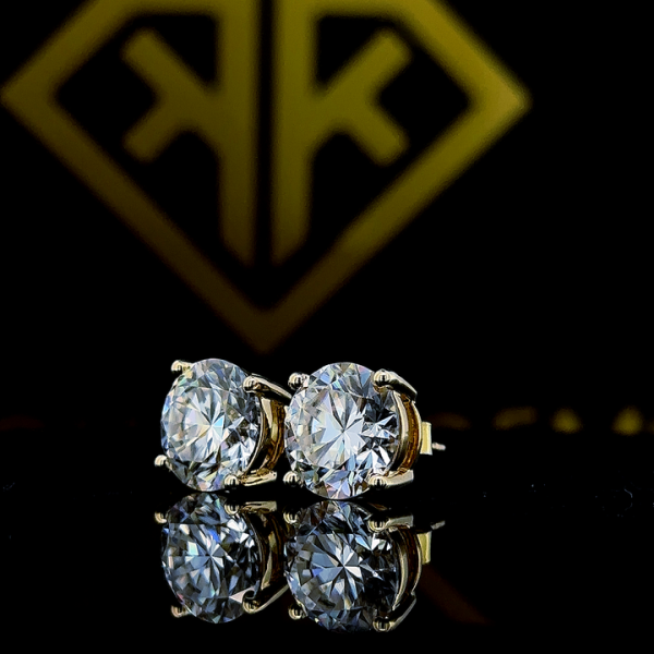 8.15 Carat Moissanite Earrings, Studs Solid 10K White Gold With Secure Screw Back, Anniversary Gift For Her