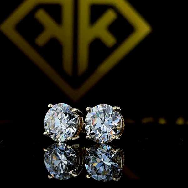 8.15 Carat Moissanite Earrings, Studs Solid 10K White Gold With Secure Screw Back, Anniversary Gift For Her