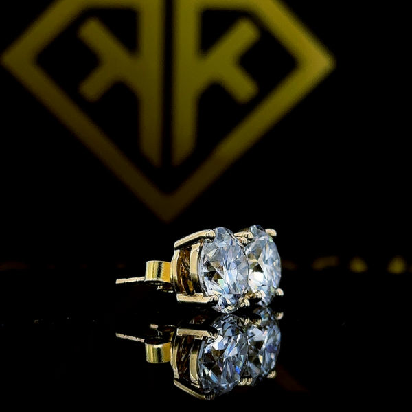 8.15 Carat Moissanite Earrings, Studs Solid 10K White Gold With Secure Screw Back, Anniversary Gift For Her