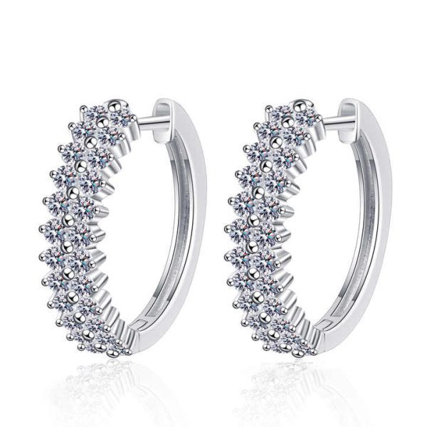 Luxury 1.5CT Baguette Diamond Huggie Earrings Sterling Silver Total 1.5CT Moissanite Elegant and Exquisite