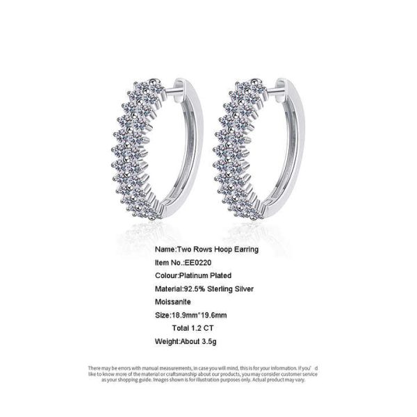 Luxury 1.5CT Baguette Diamond Huggie Earrings Sterling Silver Total 1.5CT Moissanite Elegant and Exquisite