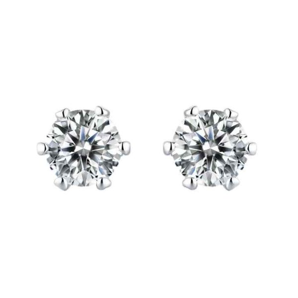 Custom 925 Sterling Silver 1ct 0.5ct Stud Earrings Rhodium Plated with Brilliant VVS D Color Moissanite Diamond Customizable