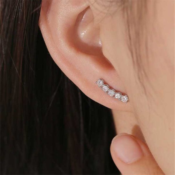 Simple Design Moissanite Stud Earrings 18K 10K White Gold Women Anniversary Jewelry 14K Bridal Earrings Wedding