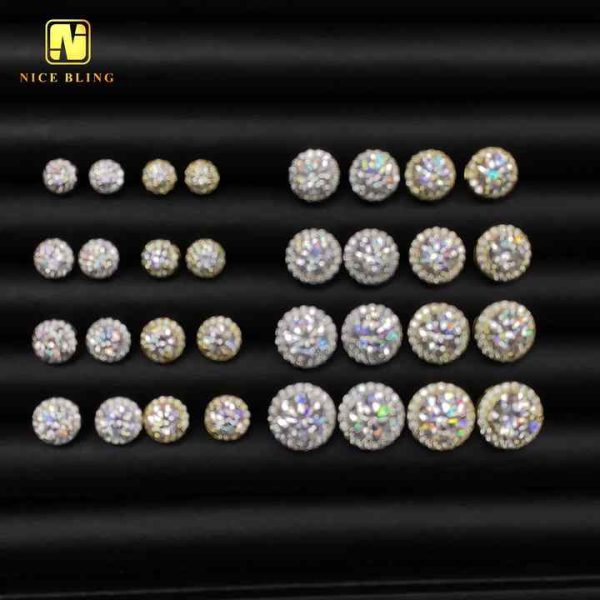 Classic Trendy Moissanite Stud Earrings 925 Sterling Silver Gold Plated Screw Back Unisex Jewelry