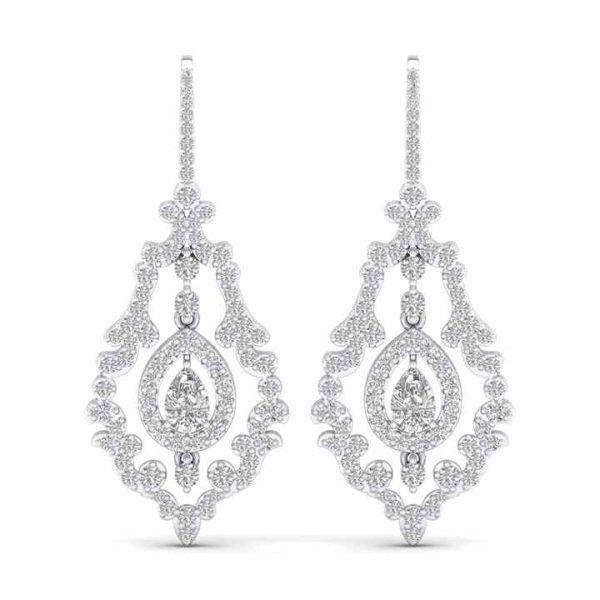Hot Sale Pear Cut 3.17 Carat Moissanite Dangle Drop Earrings for Women 14K 18K White Gold Anniversary Gift Jewelry