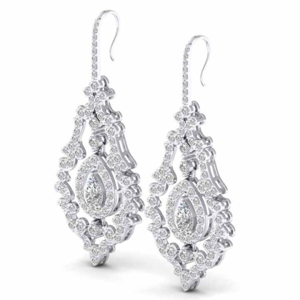 Hot Sale Pear Cut 3.17 Carat Moissanite Dangle Drop Earrings for Women 14K 18K White Gold Anniversary Gift Jewelry