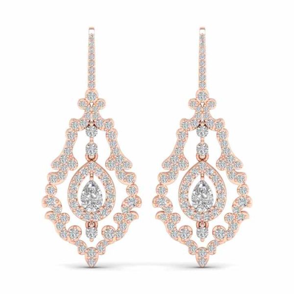 Hot Sale Pear Cut 3.17 Carat Moissanite Dangle Drop Earrings for Women 14K 18K White Gold Anniversary Gift Jewelry