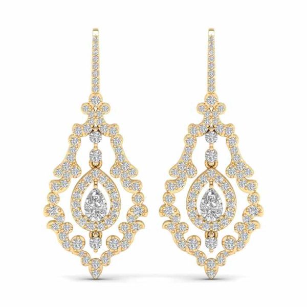 Hot Sale Pear Cut 3.17 Carat Moissanite Dangle Drop Earrings for Women 14K 18K White Gold Anniversary Gift Jewelry