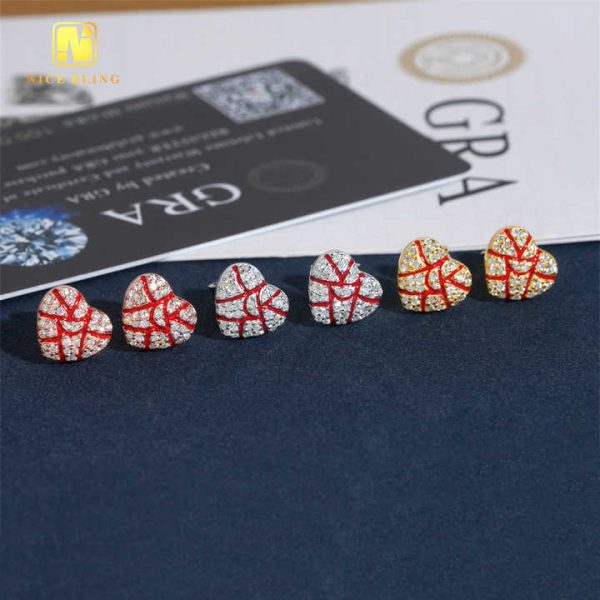 Broken Heart Fine Quality Moissanite Earrings Ready Stock GRA Cheap Price Stud Earrings for Women Screw Back