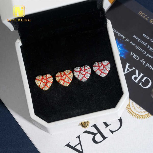 Broken Heart Fine Quality Moissanite Earrings Ready Stock GRA Cheap Price Stud Earrings for Women Screw Back