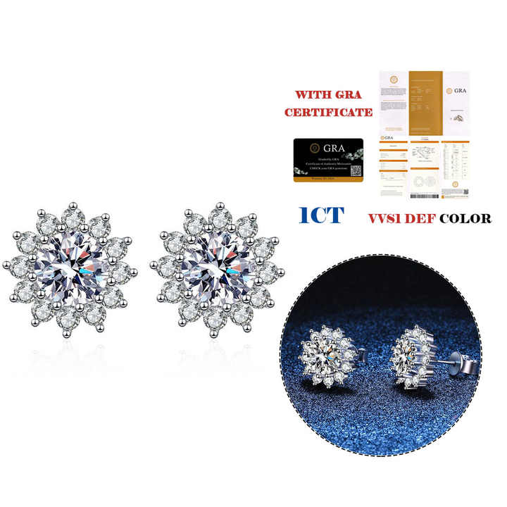 0.5ct Moissanite Stud Earrings for Women 925 Sterling Silver with Diamond Ear Studs Wedding Jewelry