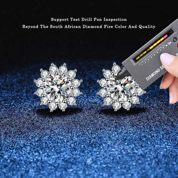 0.5ct Moissanite Stud Earrings for Women 925 Sterling Silver with Diamond Ear Studs Wedding Jewelry