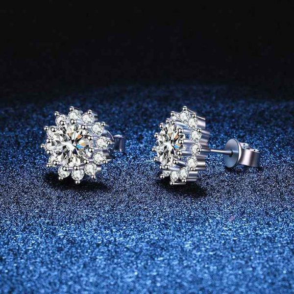 0.5ct Moissanite Stud Earrings for Women 925 Sterling Silver with Diamond Ear Studs Wedding Jewelry