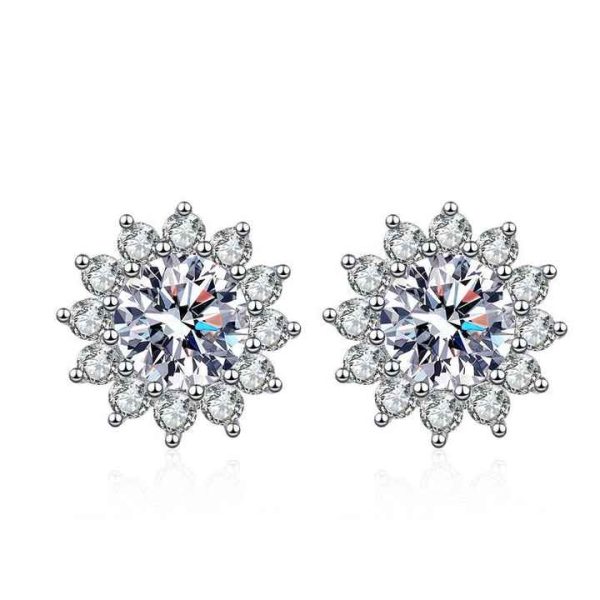 0.5ct Moissanite Stud Earrings for Women 925 Sterling Silver with Diamond Ear Studs Wedding Jewelry