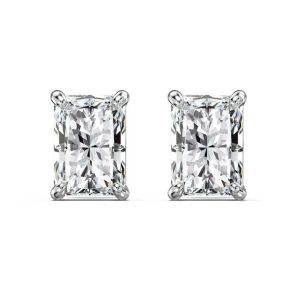 Shiny High Jewelry Supplier 925 Sterling Silver Solitaire Rectangle 1.0ct D VVS1 Moissanite Stone Bridal Stud Earrings