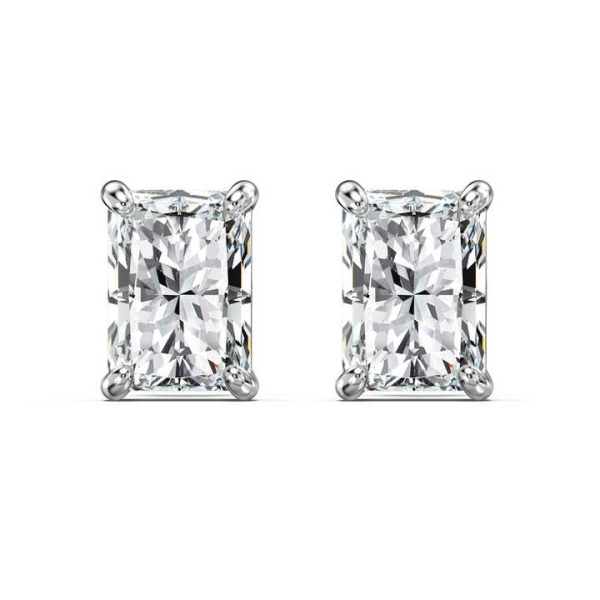 Shiny High Jewelry Supplier 925 Sterling Silver Solitaire Rectangle 1.0ct D VVS1 Moissanite Stone Bridal Stud Earrings