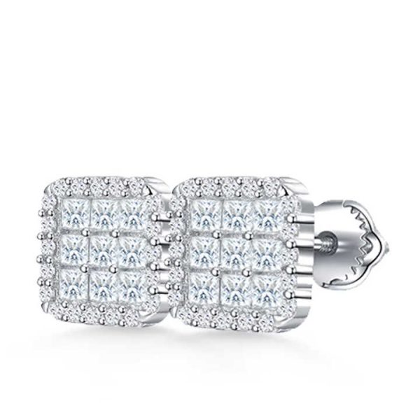 Custom Men/Women Hip Hop Fine Dangle Stud Earrings Princess Cut VVS Moissanite Diamond Fully Iced Style
