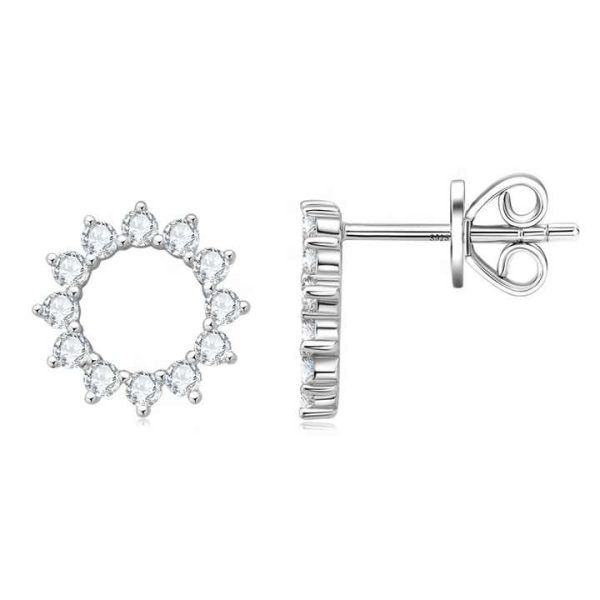 Ins Hot Sells Micro Insert Flower Fashion Diamond Moissanite Silver 925 Earrings Luxury Women Moissanite Earrings