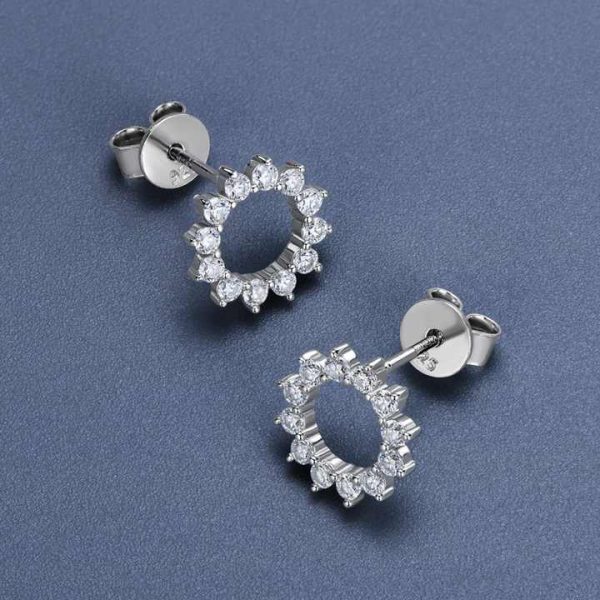 Ins Hot Sells Micro Insert Flower Fashion Diamond Moissanite Silver 925 Earrings Luxury Women Moissanite Earrings