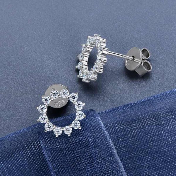Ins Hot Sells Micro Insert Flower Fashion Diamond Moissanite Silver 925 Earrings Luxury Women Moissanite Earrings