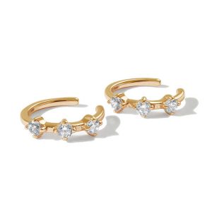 Best Sell 925 Sterling Silver Shiny Gemstone Cuff 14k Moissanite Earrings