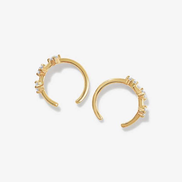 Best Sell 925 Sterling Silver Shiny Gemstone Cuff 14k Moissanite Earrings