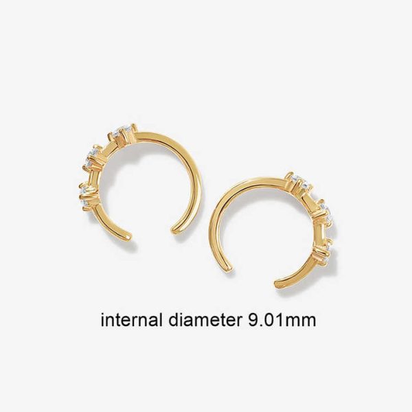 Best Sell 925 Sterling Silver Shiny Gemstone Cuff 14k Moissanite Earrings