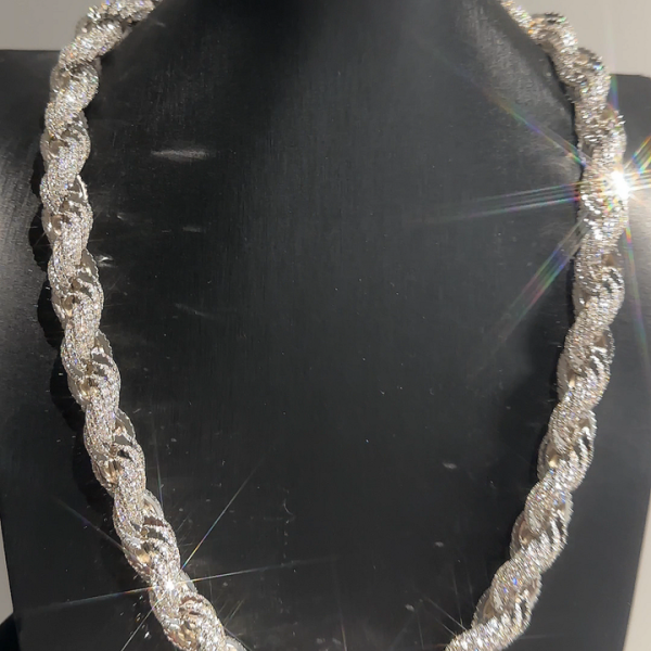 925 Silver 13mm Chain Hip Hop Jewelry Vvs Moissanite Diamond Necklace Custom Size
