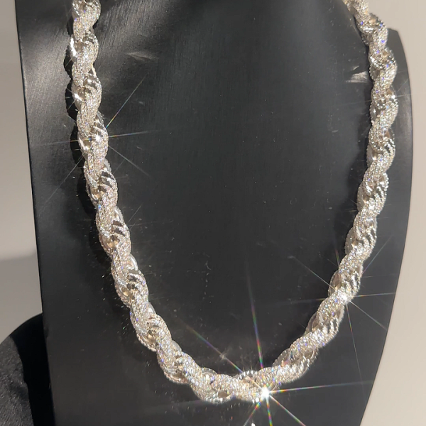 925 Silver 13mm Chain Hip Hop Jewelry Vvs Moissanite Diamond Necklace Custom Size