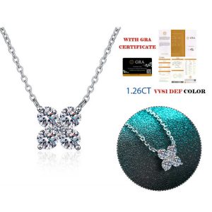 Fine Jewelry S925 Silver Diamond Chain Necklace Flower Pendant Necklaces for Women