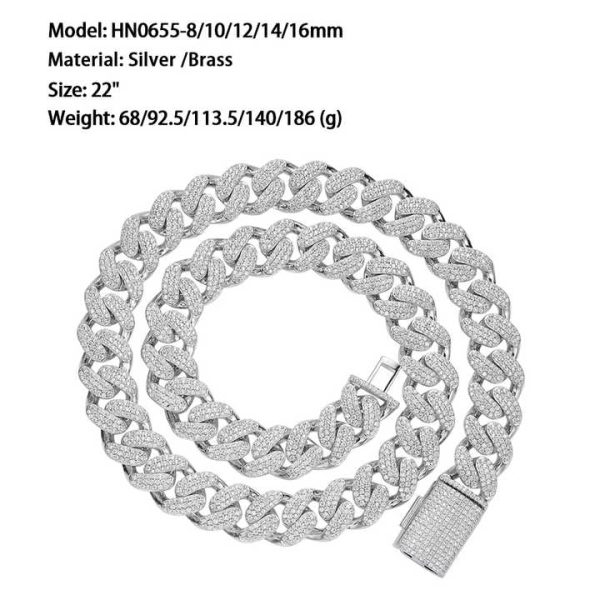 Hip-Hop Style Moissanite Necklace with 12MM Oval Disk Maimi Cut Cuban Link Chain Diamond Tester