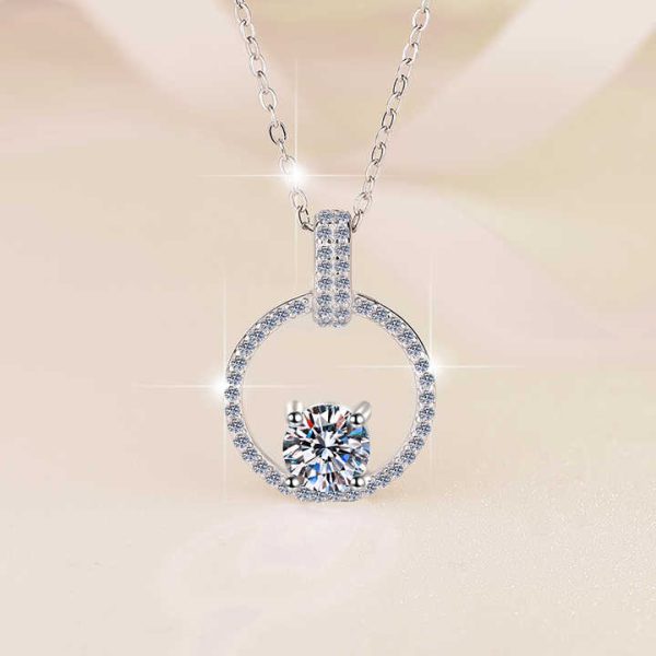 Fashion Jewelry Luxury Designer Classic VVs1 1CT Diamond Moissanite 925 Sterling Silver Women's Pendant Necklace Jewelry