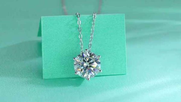 925 Sterling Silver Moissanite Pendant Necklace with Lab-Created Diamonds, Trendy Religious Jewelry for Women