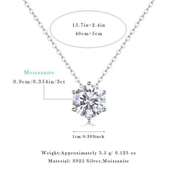 Women's 3CT 1.0CT 14K White Gold Lab Grown Diamond Moissanite Necklace with GRA Certificate Religious Style Jewelry