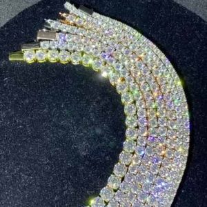 925 Sterling Silver Moissanite Tennis Bracelet | Iced VVS Link Chain for Women & Men | Multiple Sizes 3MM-8MM