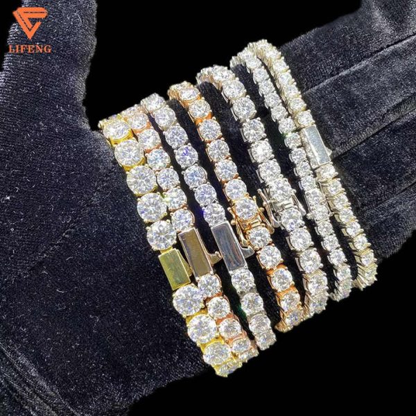 925 Sterling SIlver Moissanite Bracelet 3MM/4MM/5MM/6MM/8MM Iced VVS Moissanite Tennis Link Chain Men Women Bracelet