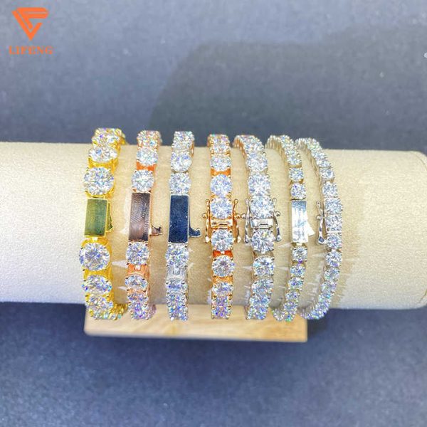 925 Sterling SIlver Moissanite Bracelet 3MM/4MM/5MM/6MM/8MM Iced VVS Moissanite Tennis Link Chain Men Women Bracelet