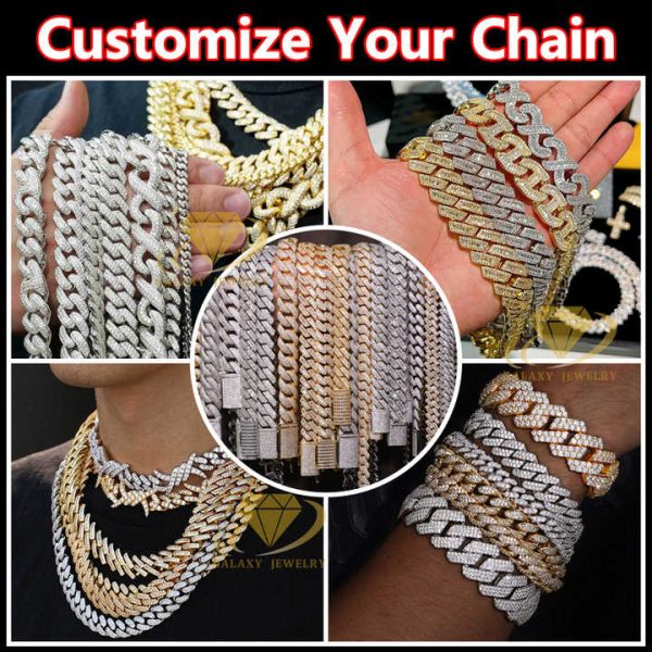Fashion Jewelry Necklace Hip Hop Iced Out High Quality 925 Silver 8mm Cuban Link Chain Moissanite Vvs Cuban Link Chain