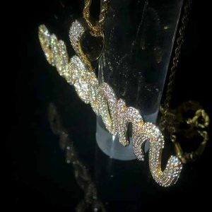 Custom Men's Hip Hop 925 Sterling Silver Moissanite Iced Out Letter Pendant Necklace with VVS1 D Color