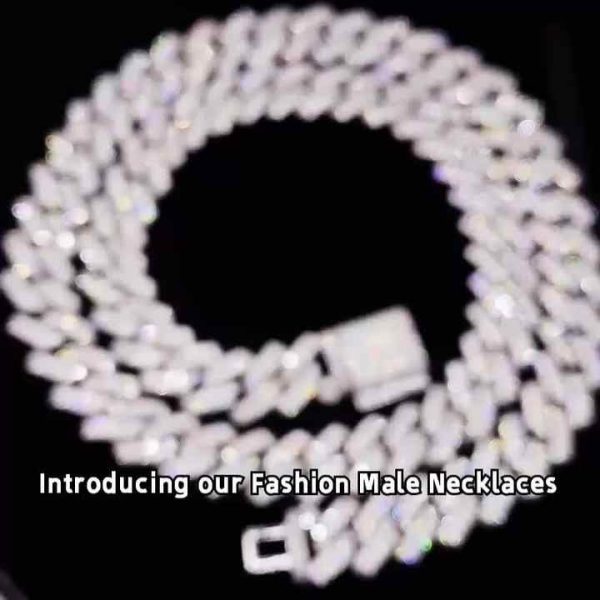 Men's 14mm Two Row Iced Out Cuban Link Chain 925 Sterling Silver VVS Moissanite Hip Hop Necklace