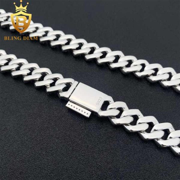 Fashion Male Necklaces 14mm Two Rows Iced Out Hip Hop 925 Sterling Silver VVS Moissanite Miami Cuban Link Chain