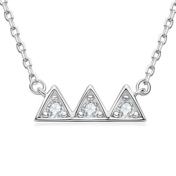 Popular Dainty Three Moissanite Gemstone Move Mountains Hill Pendant Necklace 18k Gold Plated Silver 925 Jewelry