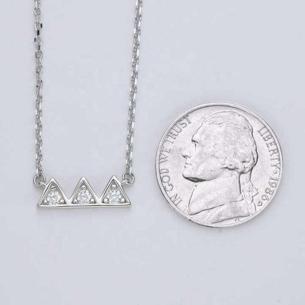 Popular Dainty Three Moissanite Gemstone Move Mountains Hill Pendant Necklace 18k Gold Plated Silver 925 Jewelry