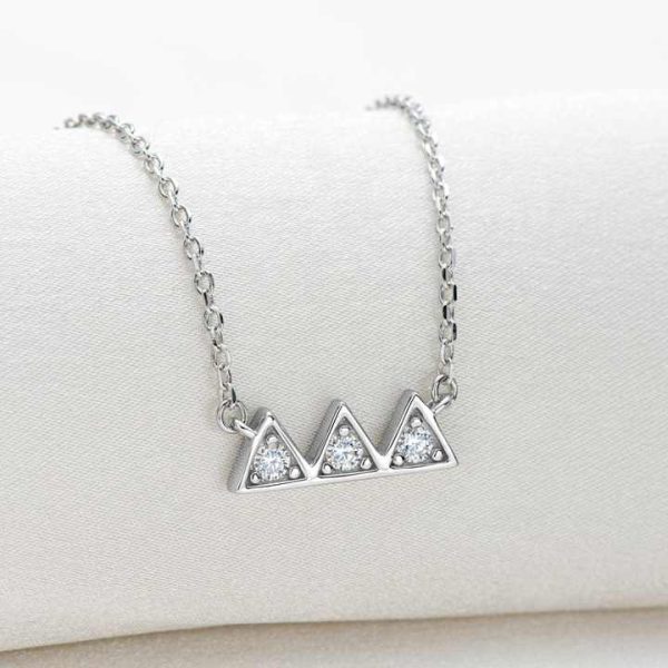 Popular Dainty Three Moissanite Gemstone Move Mountains Hill Pendant Necklace 18k Gold Plated Silver 925 Jewelry