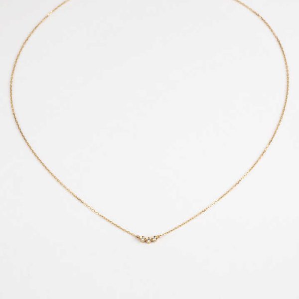 FN67 RINNTIN Delicate Fine Jewelry 10k Solid Yellow Gold Bezel Set Moissanite Diamond Three Stone Necklaces for Women