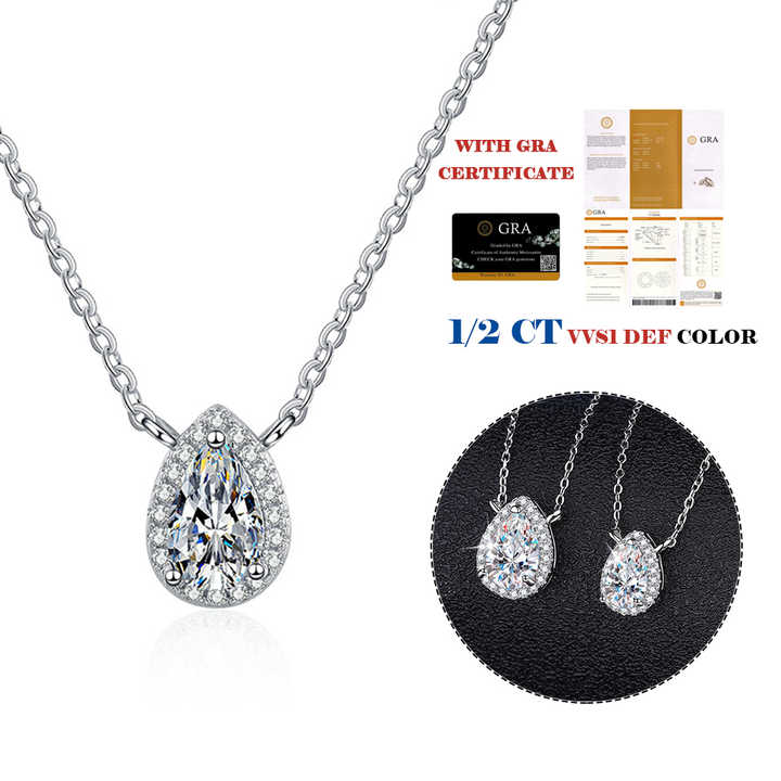 Moissanite Diamond Necklace S925 Sterling Silver Pendant Women
