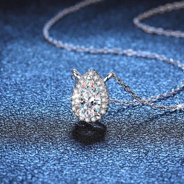 Moissanite Diamond Necklace S925 Sterling Silver Pendant Women